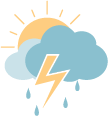 Mostly cloudy w/ t-storms