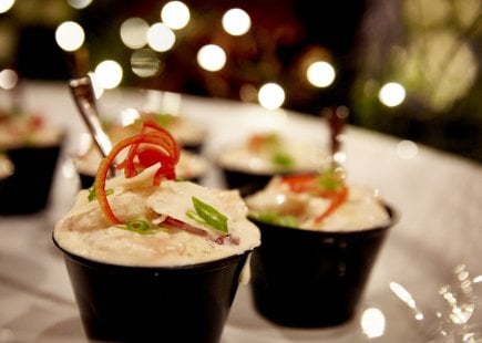 Appetizers on a white plate 