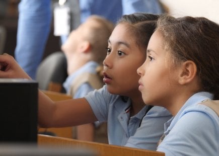 school girls on computer