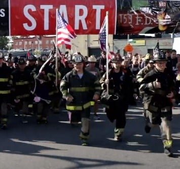 Firefighters running