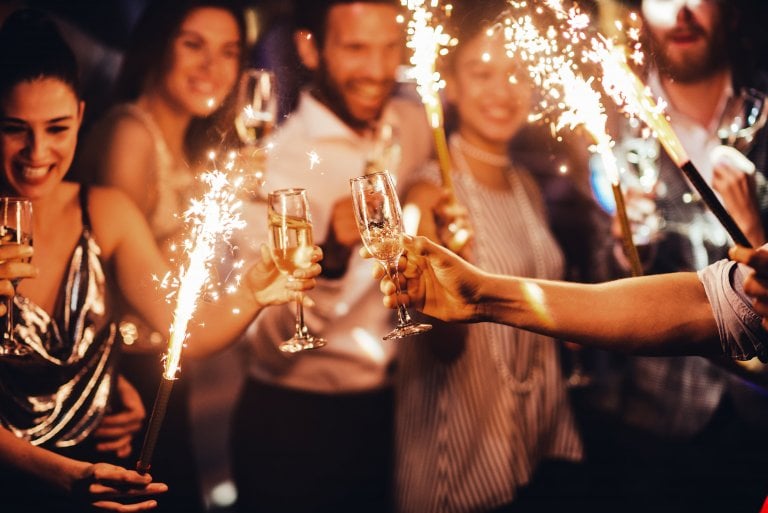 Group of friends toasting